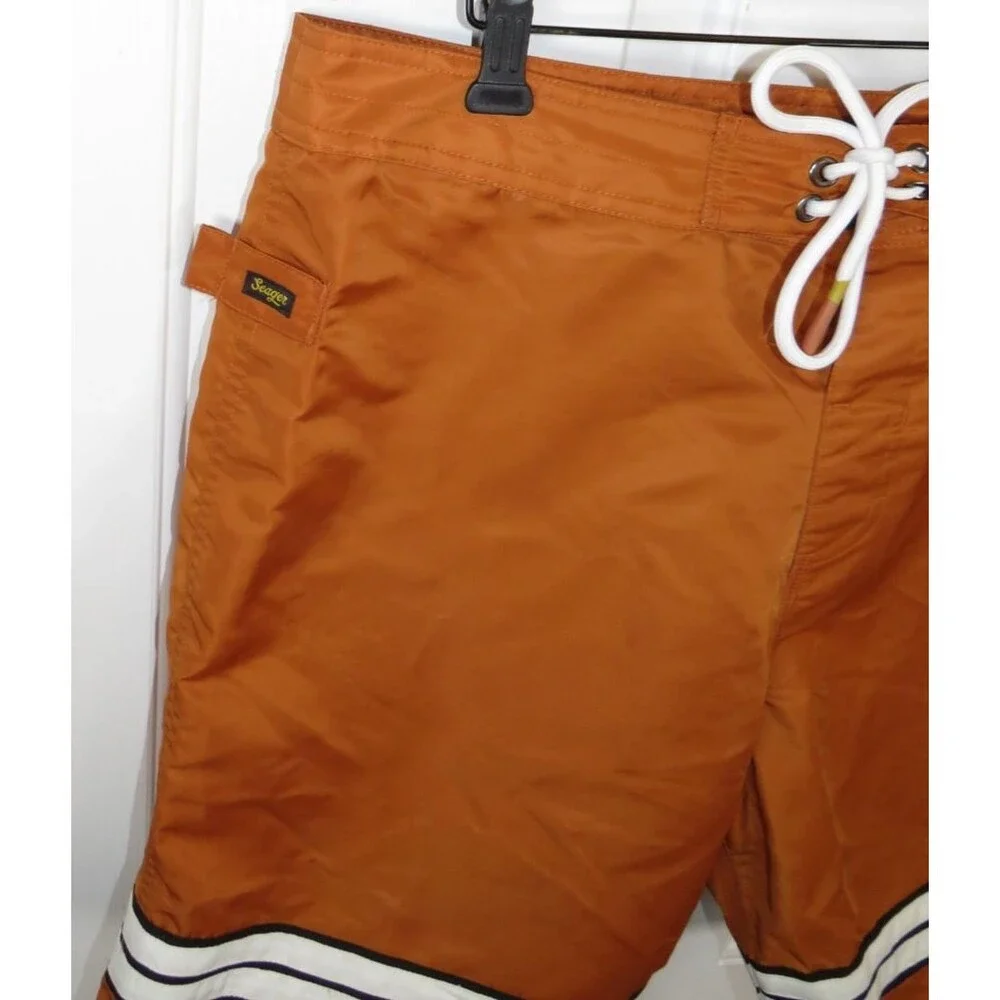Seager Co. Dos Rayos Swim Trunk Boardshorts Size 34 Burnt Gold 7.5